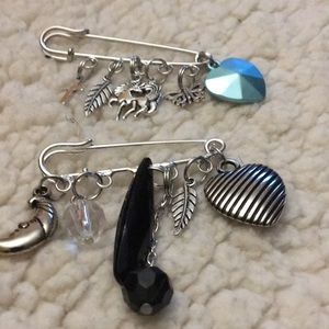 2 Safety Pin  Brooches